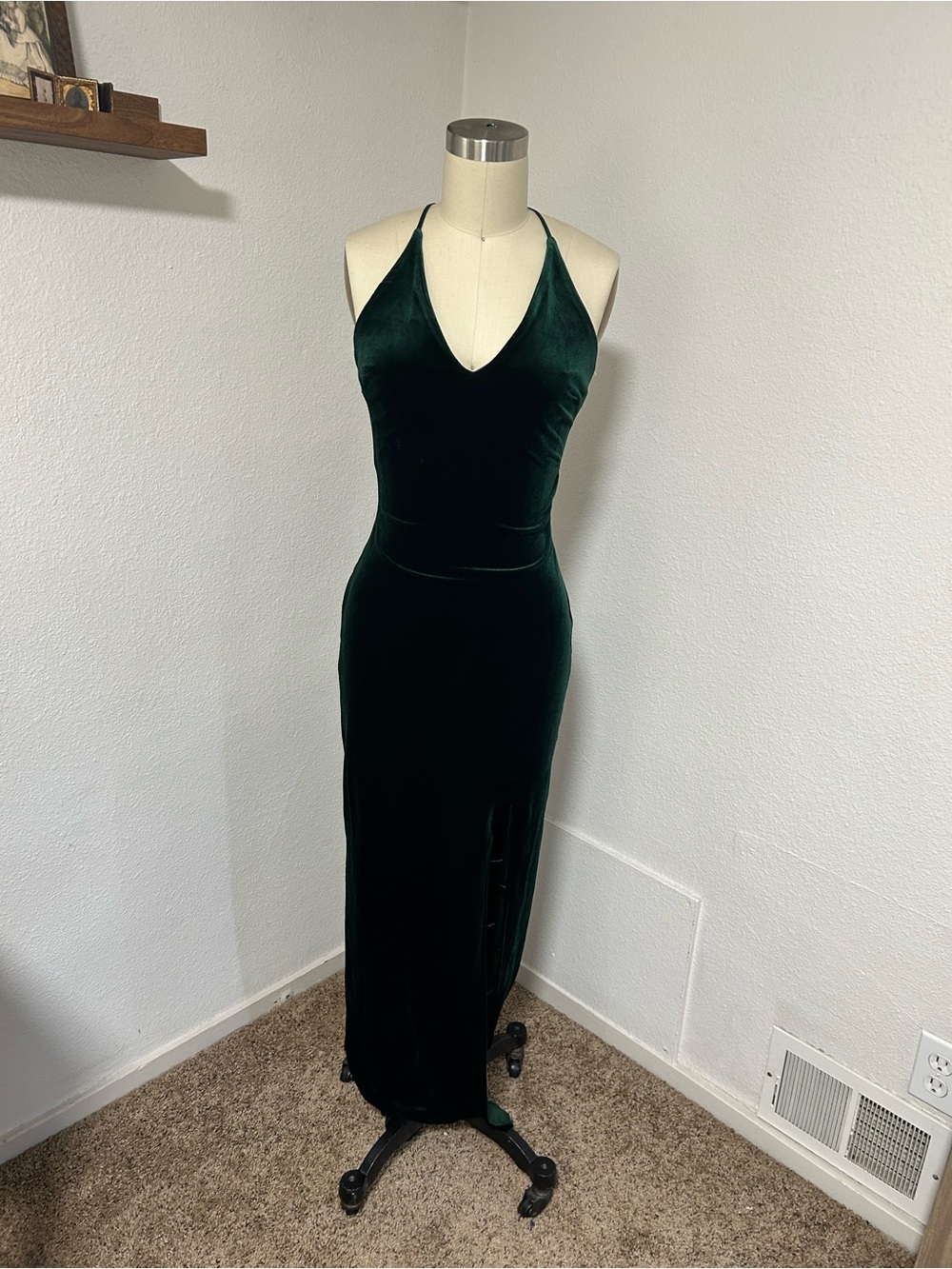 Teeze Me Emerald Green Velvet Halter Maxi Dress
